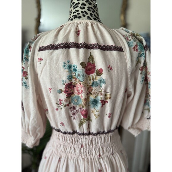 ANTHROPOLOGIE the somerset puff sleeve maxi dress M Milkmaid Fairy Hippie Boho - Picture 14 of 16